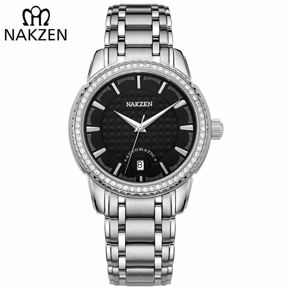 NAKZEN Men Business Mechanical Watch Men's Automatic Miyota 8215 Movt Diamond Watches Sapphire Wrist Watch Waterproof Clock 6020-0