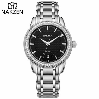 NAKZEN Men Business Mechanical Watch Men's Automatic Miyota 8215 Movt Diamond Watches Sapphire Wrist Watch Waterproof Clock 6020-0