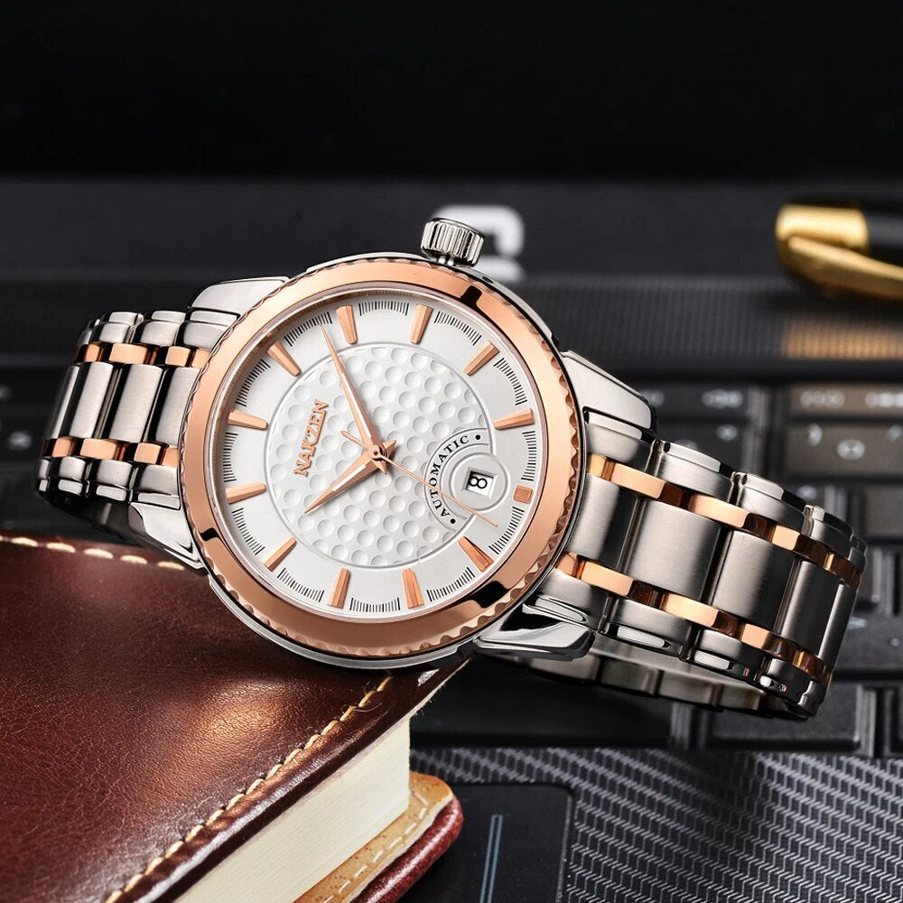 NAKZEN Men Business Mechanical Watch Men's Automatic Miyota 8215 Movt Diamond Watches Sapphire Wrist Watch Waterproof Clock 6020-3